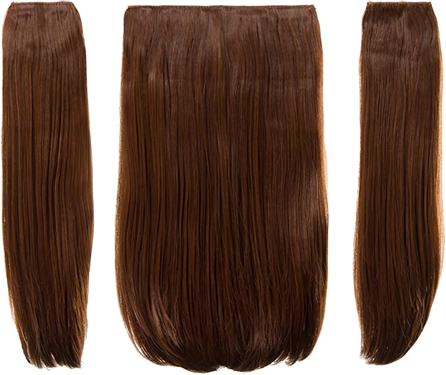 18″ Three Pieces Straight Clip in Hair Extension Heat Resistant Synthetic Hair - 8 Weft Clip - 200 Gram Hair Extension Completely Natural (Butterscotch)