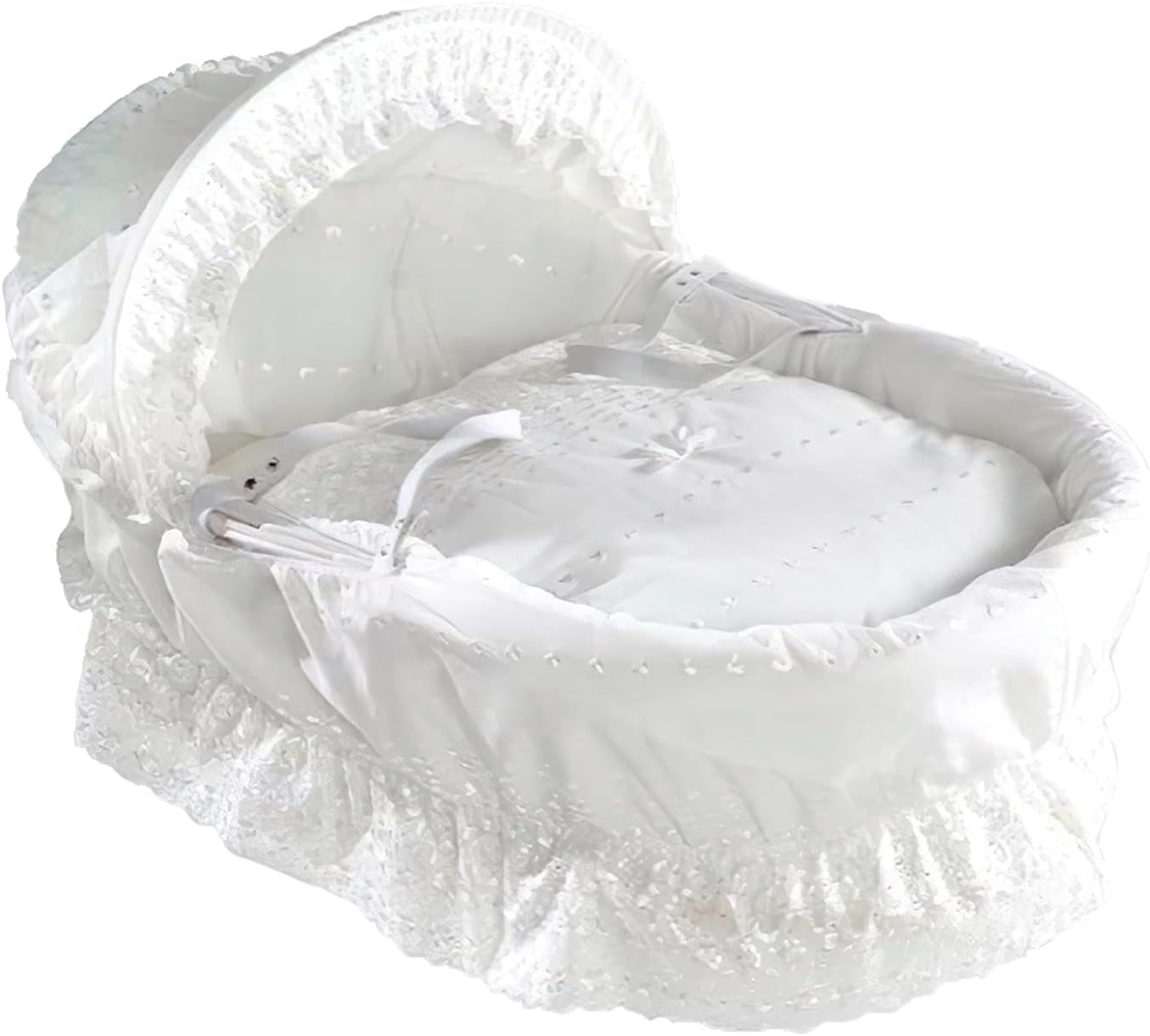 Isabella Alicia Designer Replacement Moses Basket Dressing Covers Set - Baby Broderie Anglaise Basket Spare Cover (NO MOSES BASKET) Included (Basket Side & Base Cover (Skirt) - Coverlet ) (Pink)