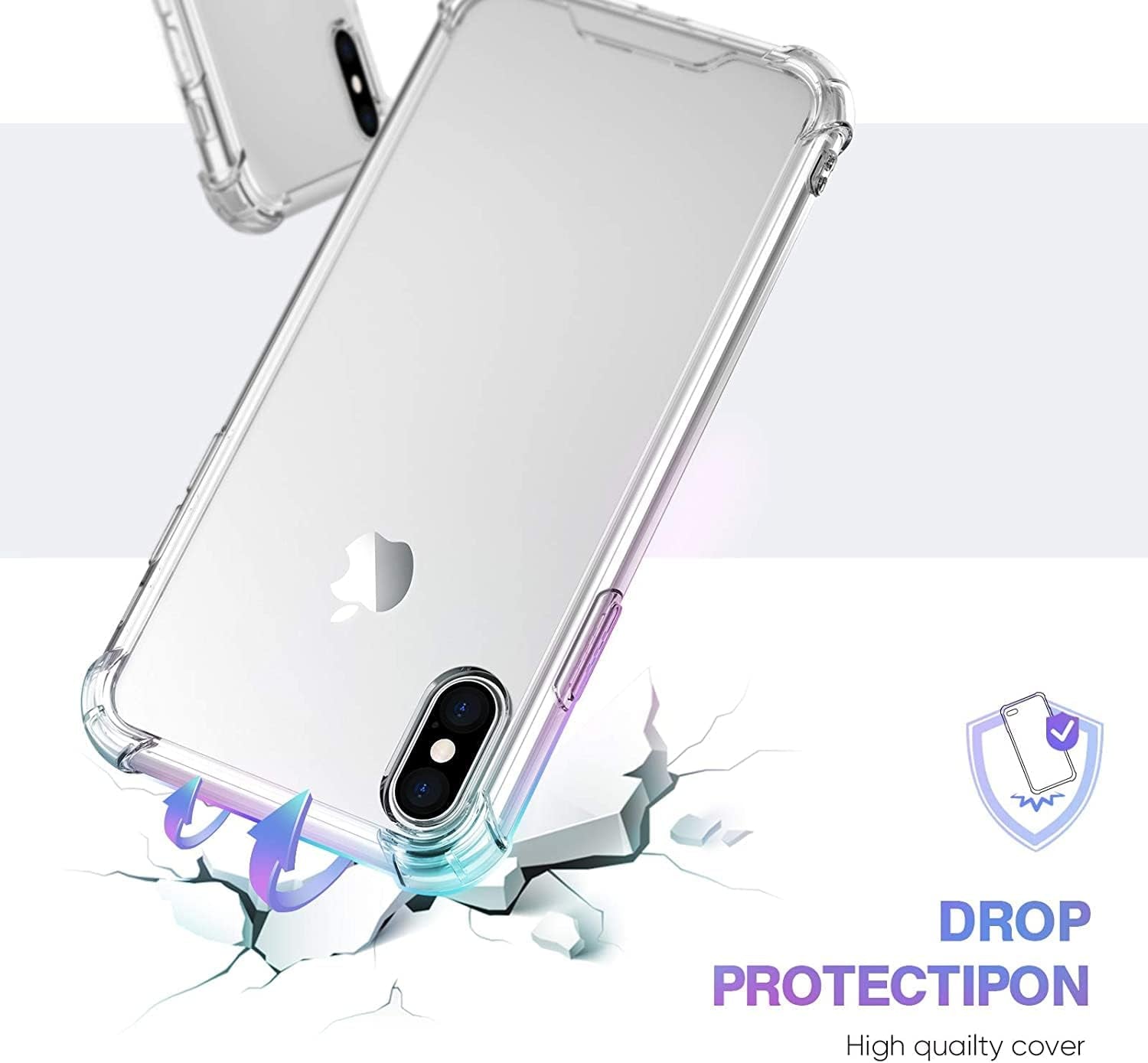 Compatible with Iphone XS Clear Case Shockproof Phone Cover Protective Phone Case for Iphone XS, 5.8 Inch