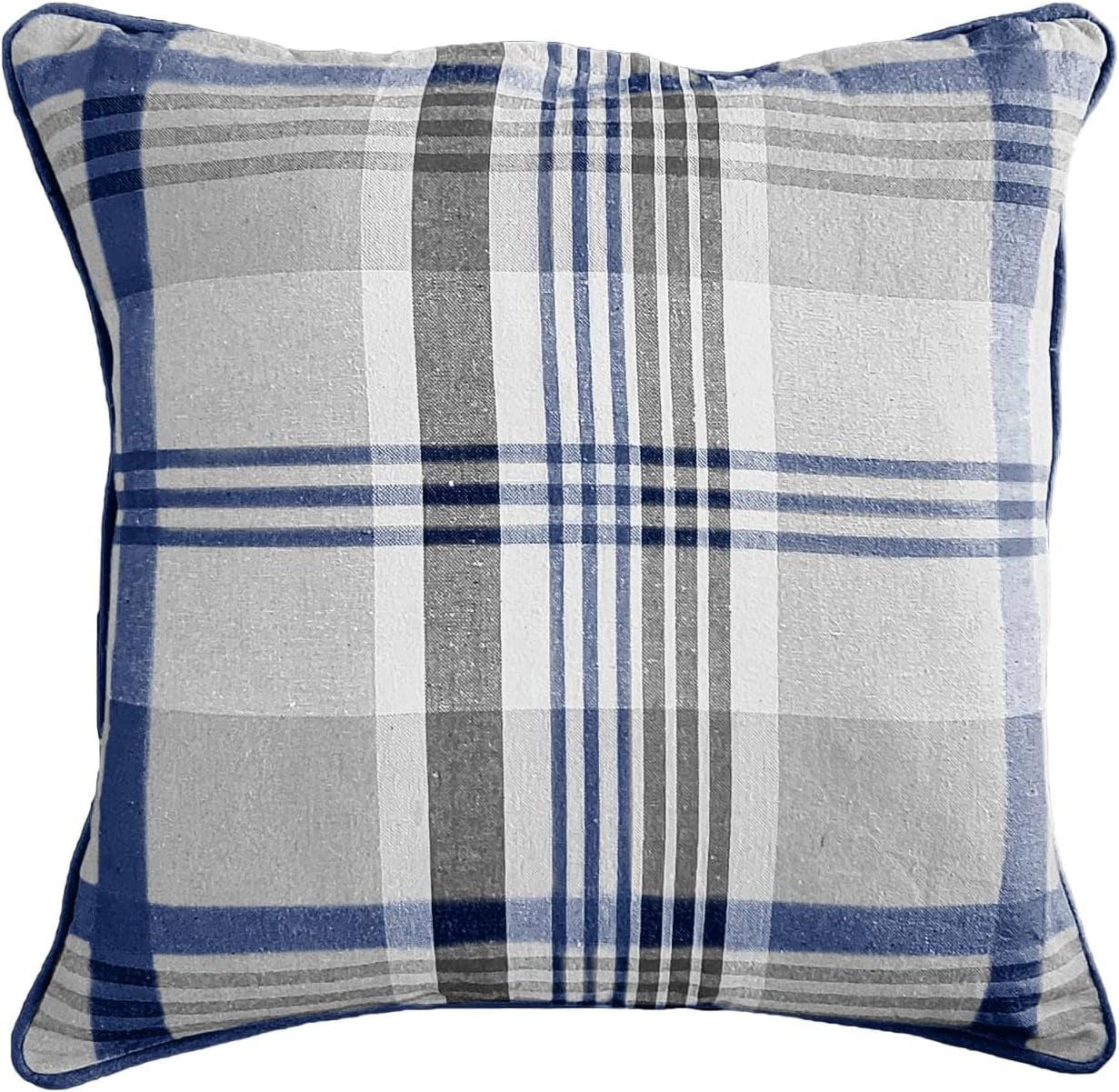 Tartan Check Plaid Design, Tartan Cushion Covers, Cotton Tartan Scottish Checked Pack of 4 Filled Edge Cushion , Striped Decorative Pillowcase for Home Sofa Bedroom Living (18X18 Inch, Purple)