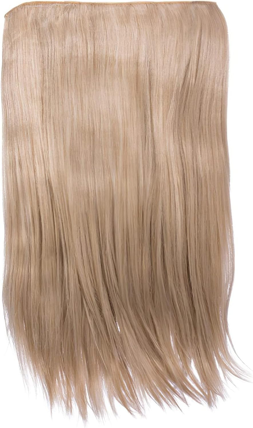 24″ Clip in Thick Hair Extension - Weft Straight 4 Clips in Heat Resistant Hair Extension - 180Gram, 1 Piece Straight Hair Extension 4 Clips in a Weft (Light Blonde)