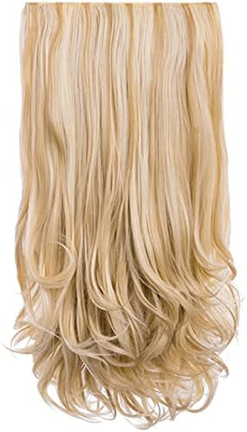 Clip in Thick Loose Curl Hair Extension - 5 Weft Clip in Heat Resistant Hair Extension - Length: 20″ Inches - 300 Gram, 5 Pieces Long Loose Curl Hair Extension Completely Natural (Blondette)