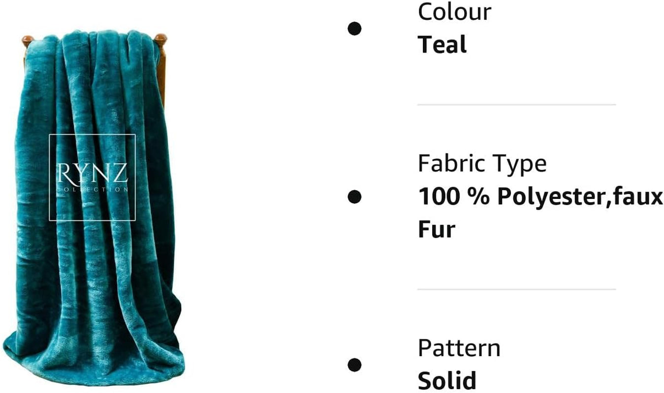 Mink Faux Fur Throw 8 Colours, Large & Xtra Large 2-3 Seater Sofa/Bed Blanket (Extra Large (200X240Cm), Teal)