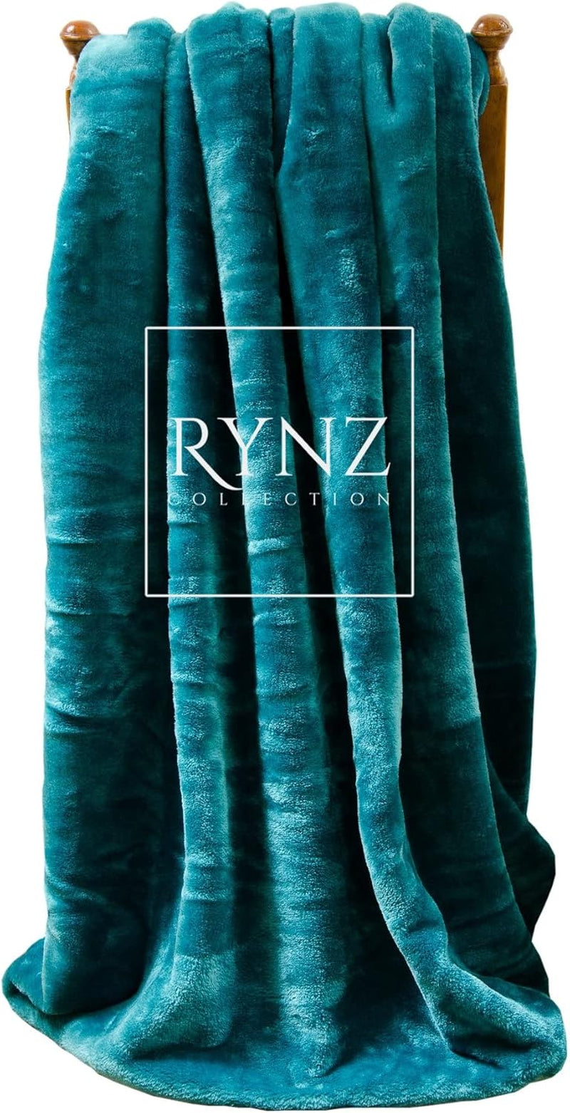 Mink Faux Fur Throw 8 Colours, Large & Xtra Large 2-3 Seater Sofa/Bed Blanket (Extra Large (200X240Cm), Teal)