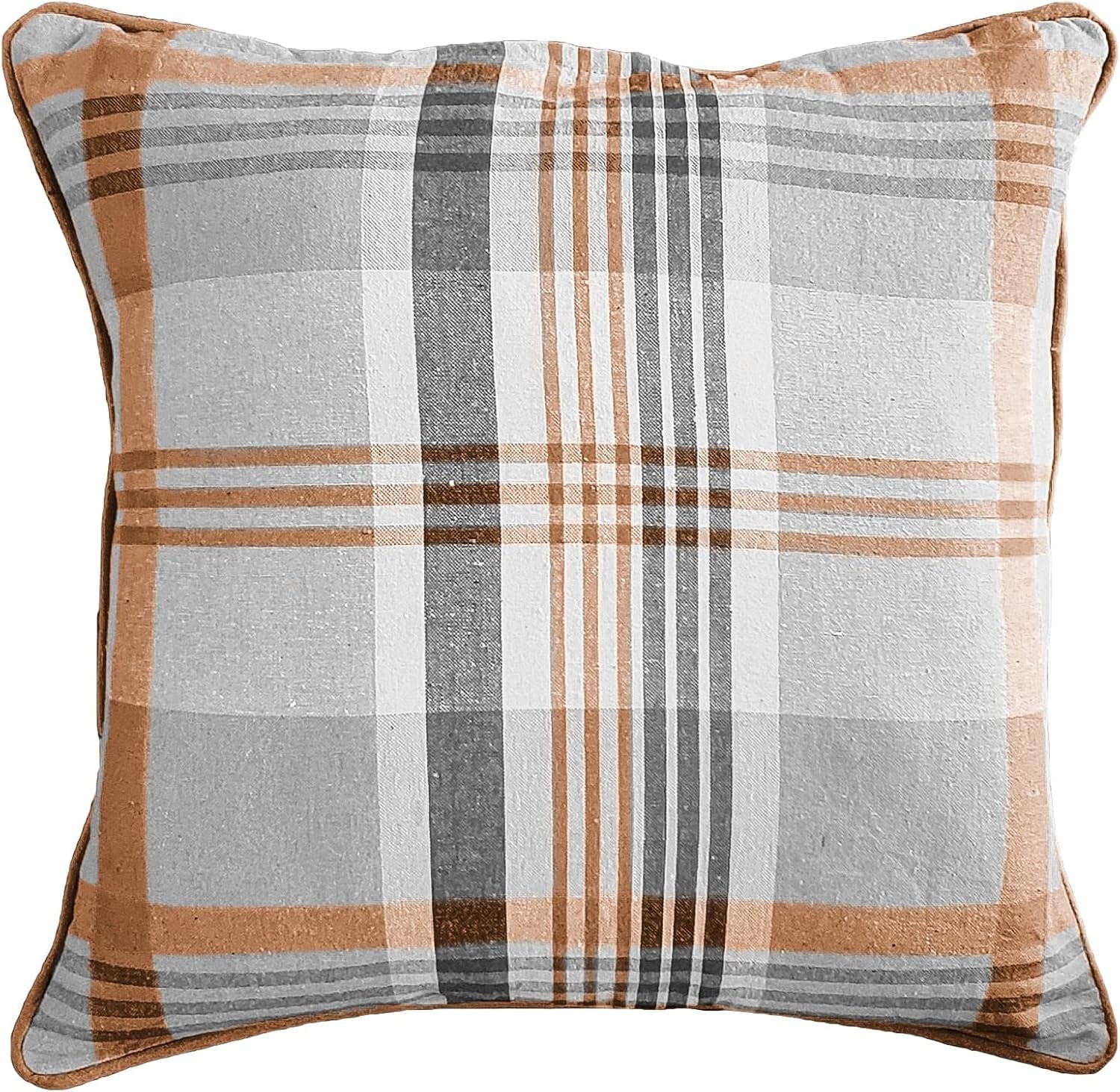 Tartan Check Plaid Design, Tartan Cushion Covers, Cotton Tartan Scottish Checked Pack of 4 Filled Edge Cushion , Striped Decorative Pillowcase for Home Sofa Bedroom Living (18X18 Inch, Purple)