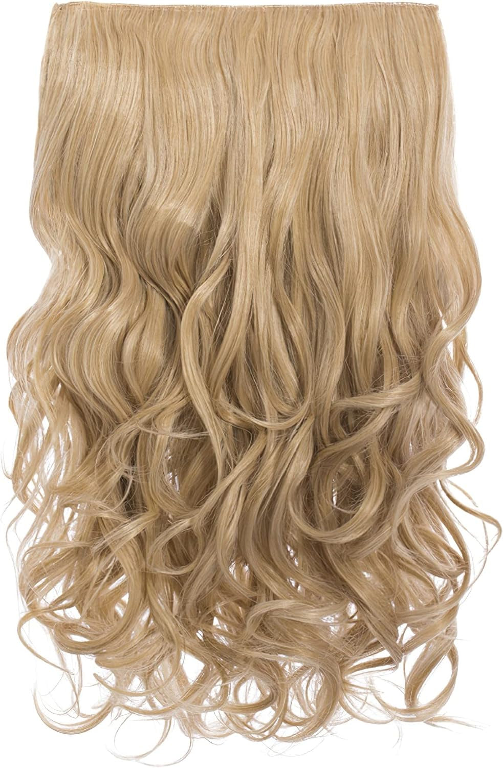 24″ Clip in Thick Hair Extension - Weft Straight 4 Clips in Heat Resistant Hair Extension - 180Gram, 1 Piece Straight Hair Extension 4 Clips in a Weft (Light Blonde)