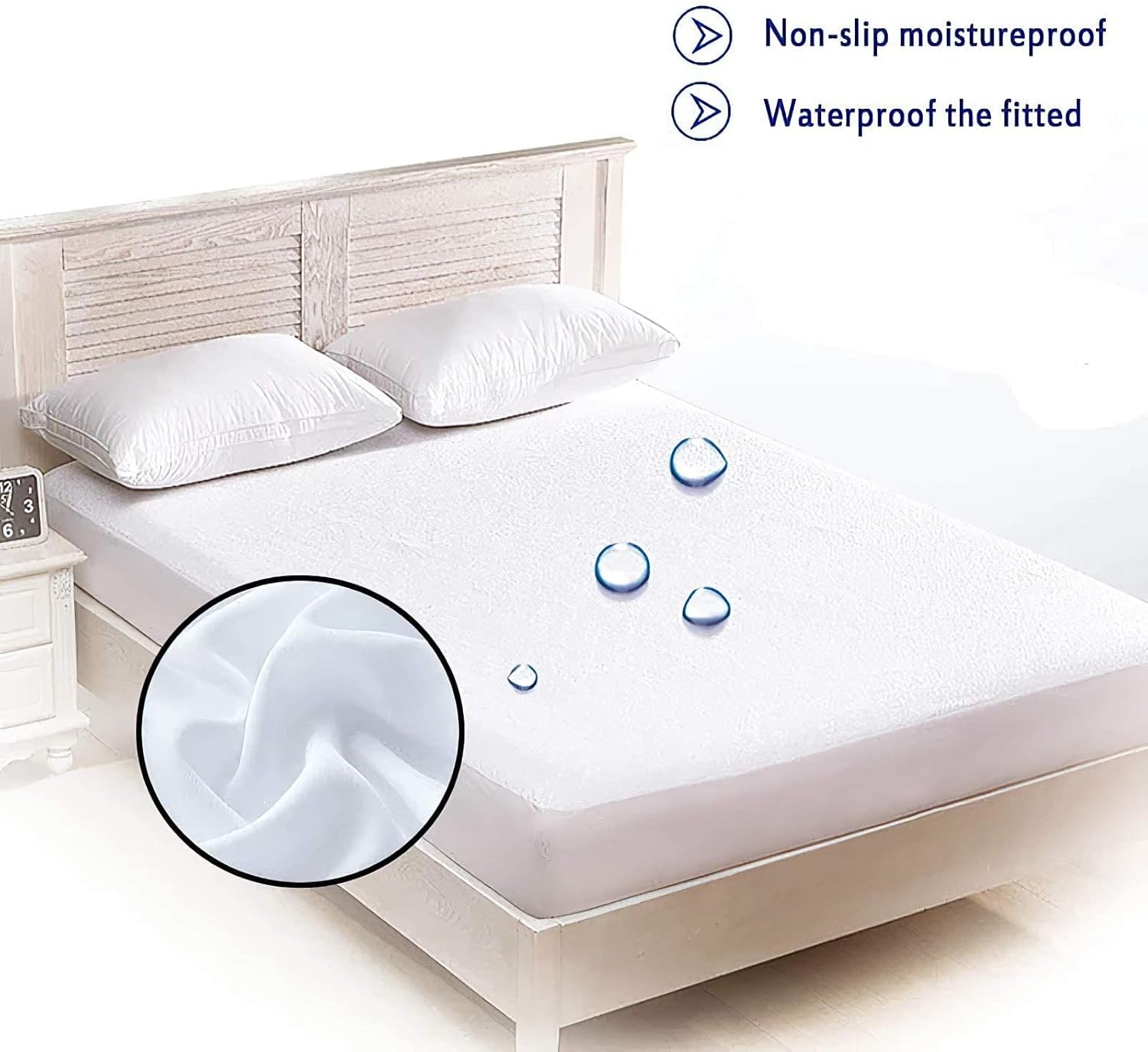 Waterproof Mattress Protector, Terry 100 Percent Cotton Fitted Sheet Topper Cover for Bed Mattress Protector Breathable, Super Absorbent, Non-Allergenic & Non-Noisy - White, 90Cm X 190Cm - Single