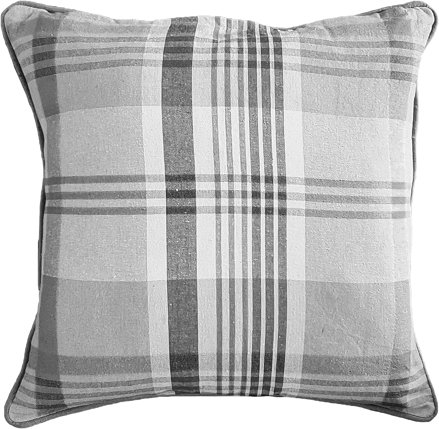 Tartan Check Plaid Design, Tartan Cushion Covers, Cotton Tartan Scottish Checked Pack of 4 Filled Edge Cushion , Striped Decorative Pillowcase for Home Sofa Bedroom Living (18X18 Inch, Purple)