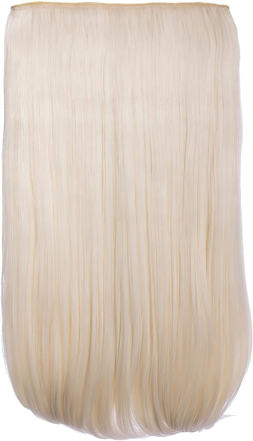 24″ Clip in Thick Hair Extension - Weft Straight 4 Clips in Heat Resistant Hair Extension - 180Gram, 1 Piece Straight Hair Extension 4 Clips in a Weft (Light Blonde)