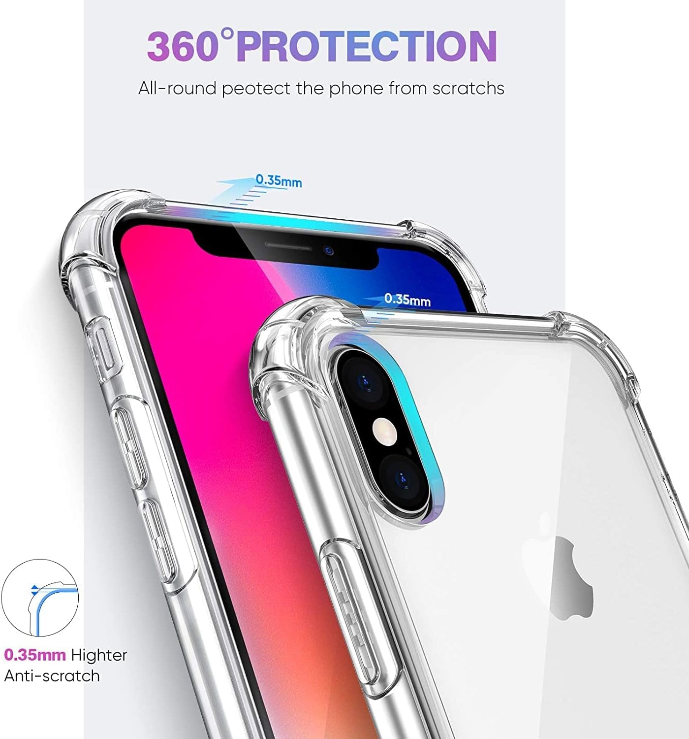 Compatible with Iphone XS Clear Case Shockproof Phone Cover Protective Phone Case for Iphone XS, 5.8 Inch